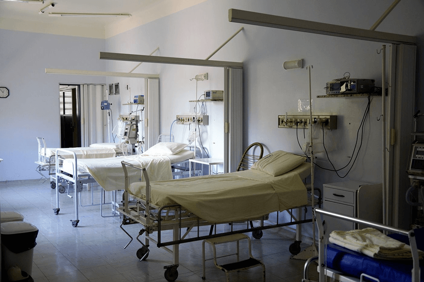 Hospital-style bed and equipment set up for home use