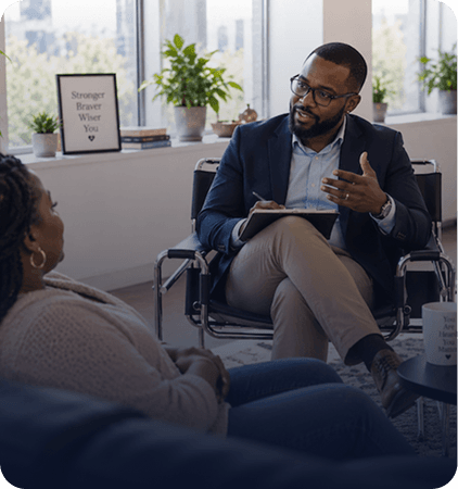 Counsellor in a session with a client at home