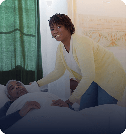 Speech therapist working with a client at home