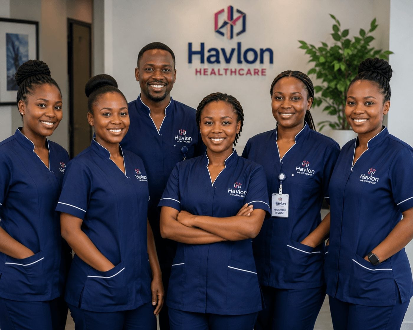The Havlon Health care team in navy uniforms